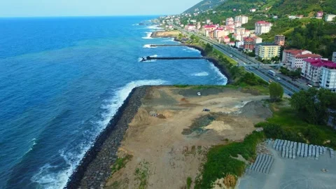 Drone view of Black Sea coast of Turkey. Trabzon, Rize. City Vidéo 252524601
