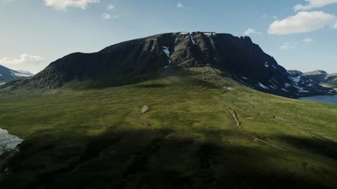Drone View of Blahoa Mountain and Lake Blahotjonna, Trollheimen Norway Stock Footage 329305593