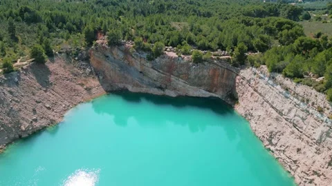 Drone view of a blue lagoon Stock Footage 238026075