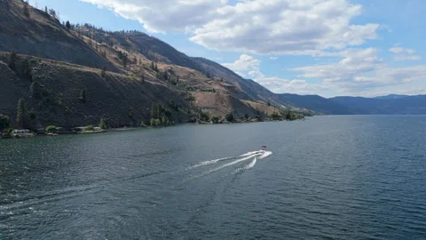 Drone view of a boat moving at high speed Stock Footage 248022328