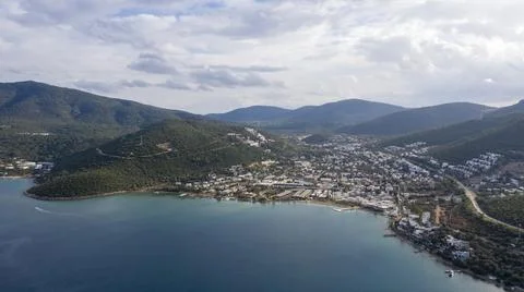 Drone view of Bodrum which is in Turkey Stock Photos