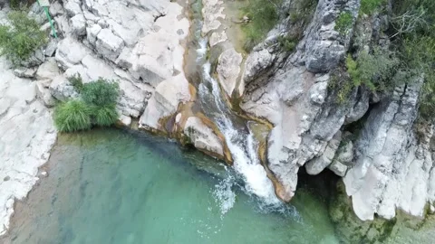 Drone view of the Borosa riverbed and natural pools. In Cazorla, Spain Stock Footage 152740568