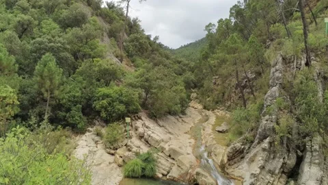 Drone view of the Borosa riverbed and natural pools. In Cazorla, Spain Stock Footage 152740580
