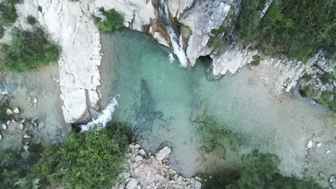Drone view of the Borosa riverbed and natural pools. Located in the Natural P Stock Footage 152796615