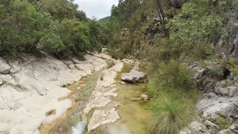 Drone view of the Borosa riverbed and natural pools. Located in the Natural P Stock Footage 152796630