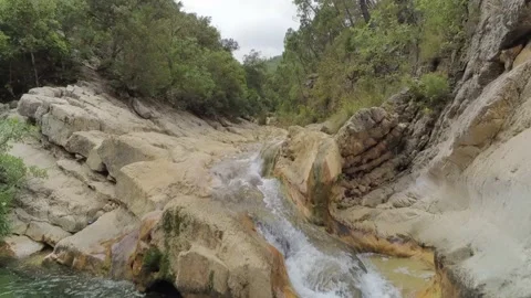 Drone view of the Borosa riverbed and natural pools. Located in the Natural P Stock Footage 152954693