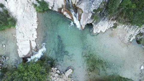 Drone view of the Borosa riverbed and natural pools. Located in the Natural P Stock Footage 152954713