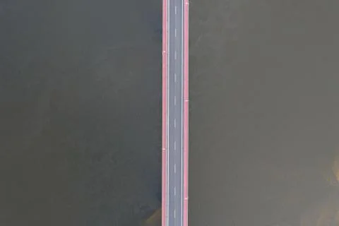 Drone view of a bridge over the river Fotos de archivo