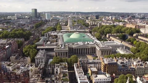 Drone view of the British Museum with dense buildings around. Stock-Footage 189500888