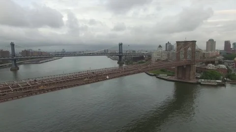 Drone view of Brooklyn bridge Stock Footage 76917270
