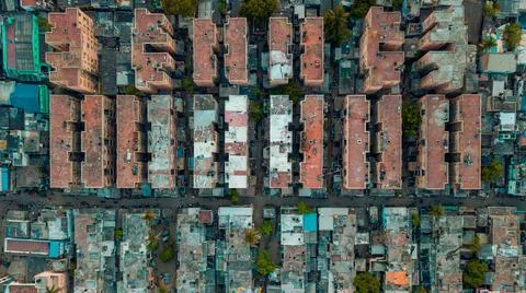 Drone view of buildings Stock Photos