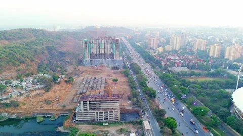 Drone view bustling expressway in metropolis Stock Footage 304500500