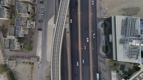 Drone view of busy complex road junction in Saudi Arabia Riyadh Stock-Footage 285328362