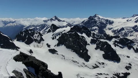 Drone view of cable car station on the top of Titlis mountain in Switzerland  Stock Footage 115973393