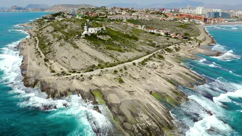 Drone view of Cabo Huertas in the Mediterranean Sea, Spain. Stock Footage 295311136