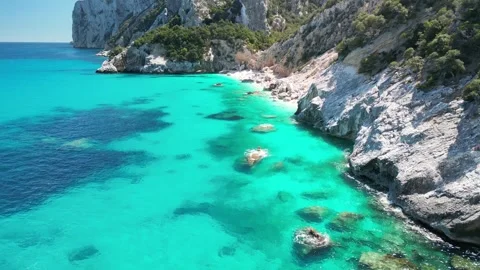 A drone view of Cala Goloritz, an azure beach located in the town of Baunei.. Stock Footage 271246783