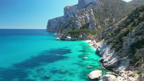 A drone view of Cala Goloritz, an azure beach located in the town of Baunei.. Stock Footage 271247174