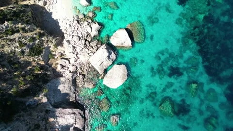 A drone view of Cala Goloritz, an azure beach located in the town of Baunei.. Stock Footage 271247739