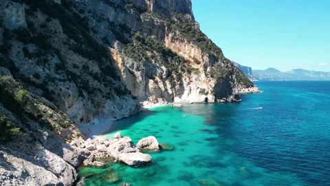 A drone view of Cala Goloritz, an azure beach located in the town of Baunei.. Stock Footage 271247847