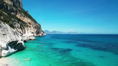 A drone view of Cala Goloritz, an azure beach located in the town of Baunei.. Stock Footage 271247926
