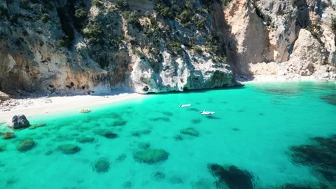 A drone view of Cala Goloritz, an azure beach located in the town of Baunei.. Stock Footage 271248013