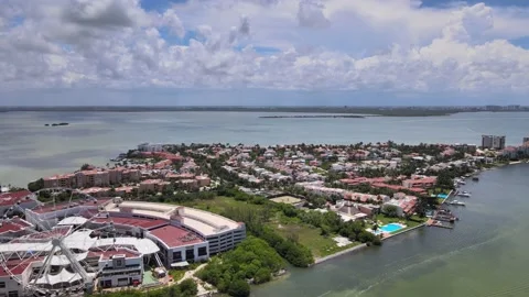 Drone view of Cancun hotel zone. Stockbeeldmateriaal 208444828