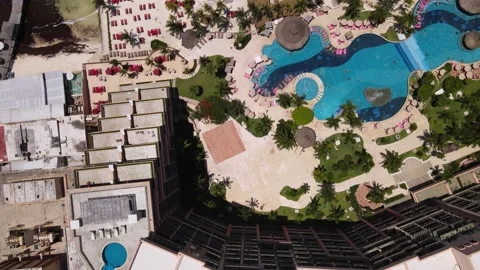 Drone view of Cancun hotel zone. Stockbeeldmateriaal 208457849