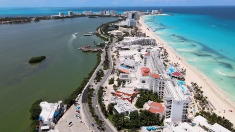 Drone view of Cancun hotel zone. 動画素材 208463715