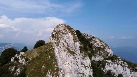 Drone view of Canzo's Horns Rocky Peak aka Corni di Canzo in Lake Como Italy Vidéo 247643355
