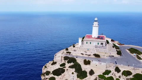 Drone View of Cap Formentor Lighthouse in Mallorca Stock Footage 280096985