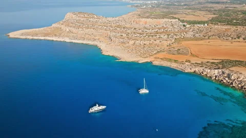 Drone view of Cape Cavo Greco bay and coastline in Cyprus. Stock Footage 341543055