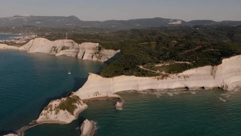 Drone view of Cape Drastis cliffs and coastline, Corfu, Greece 库存影片 340929161