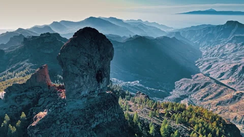 Drone view captures rugged landscape of Gran Canaria in Spain Stock Footage 296919576