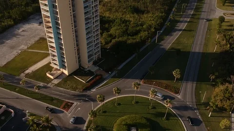 Drone View of Casa Bahamas High-Rise Landmark in Freeport, Grand Bahama Stock Footage 89446689
