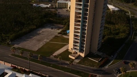 Drone View of Casa Bahamas High-Rise Landmark in Freeport, Grand Bahama Stock Footage 89447238