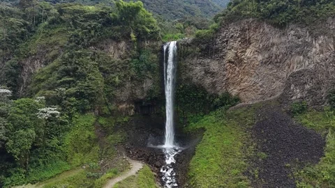 Drone View of Cascada Manto de la Novia in Ecuador Stock Footage 336795401