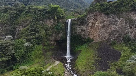 Drone View of Cascada Manto de la Novia in Ecuador Stock Footage 336795408