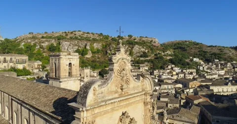 Drone view of Cathedral of Saint Pietro  in historic town of Modica Stock-Footage 263344967