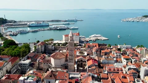 Drone view of the Catholic Cathedral in Split, Croatia Stock-Footage 160498976