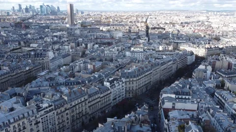 A drone view of the central streets of Paris in autumn. Stock Footage 177989986