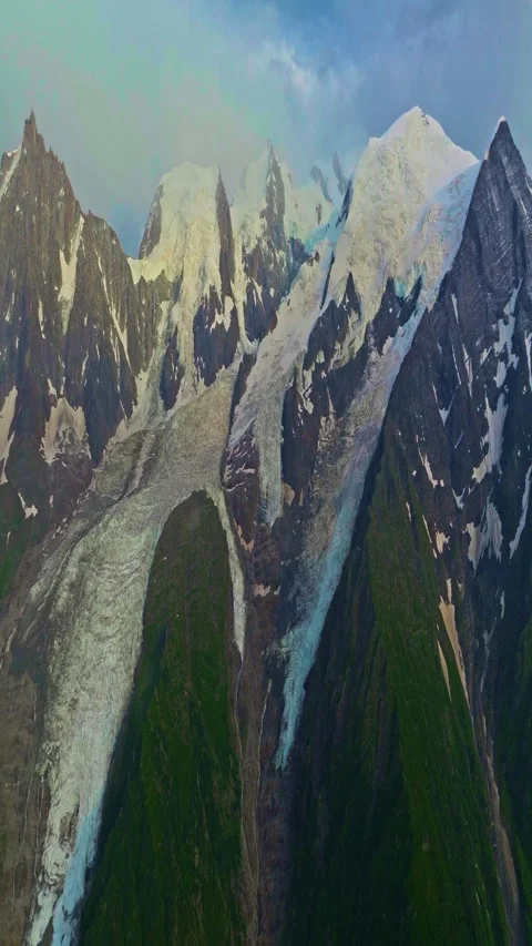 Drone view of Chamonix. Chamonix-Mont-Blanc is a resort town in France near the Stock Footage 302220487