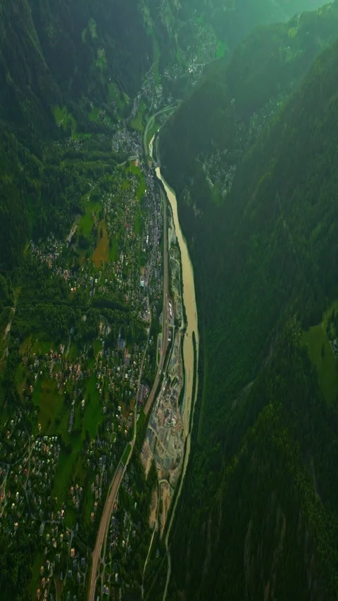 Drone view of Chamonix. Chamonix-Mont-Blanc is a resort town in France near the 스톡 동영상 308373626