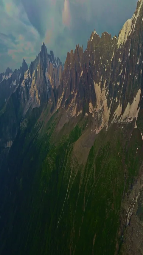 Drone view of Chamonix. Chamonix-Mont-Blanc is a resort town in France near the Stock Footage 308373662