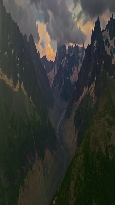 Drone view of Chamonix. Chamonix-Mont-Blanc is a resort town in France near the Vídeo Stock 308375049