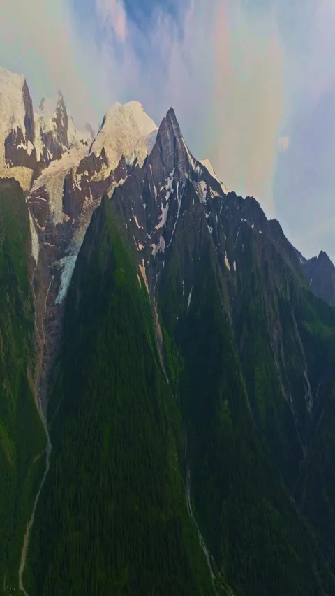 Drone view of Chamonix. Chamonix-Mont-Blanc is a resort town in France near the Stock-Footage 311636903