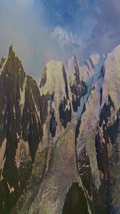 Drone view of Chamonix. Chamonix-Mont-Blanc is a resort town in France near the Stock-Footage 311639018