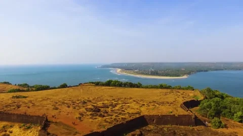 A drone view of Chapora fort in Goa, India. Stock-Footage 172001607