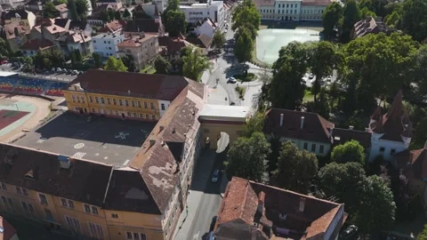 Drone View of Șchei Gate in Brașov, Romania Видео 326452399