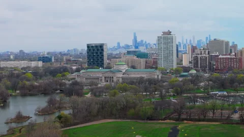 Drone view of Chicago downtown in spring. Chicago. IL. USA 10 Apr 2026 Stock Footage 334024342