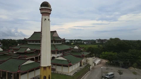 Drone view of Chinese Mosque in Kelantan Stock Footage 148356627